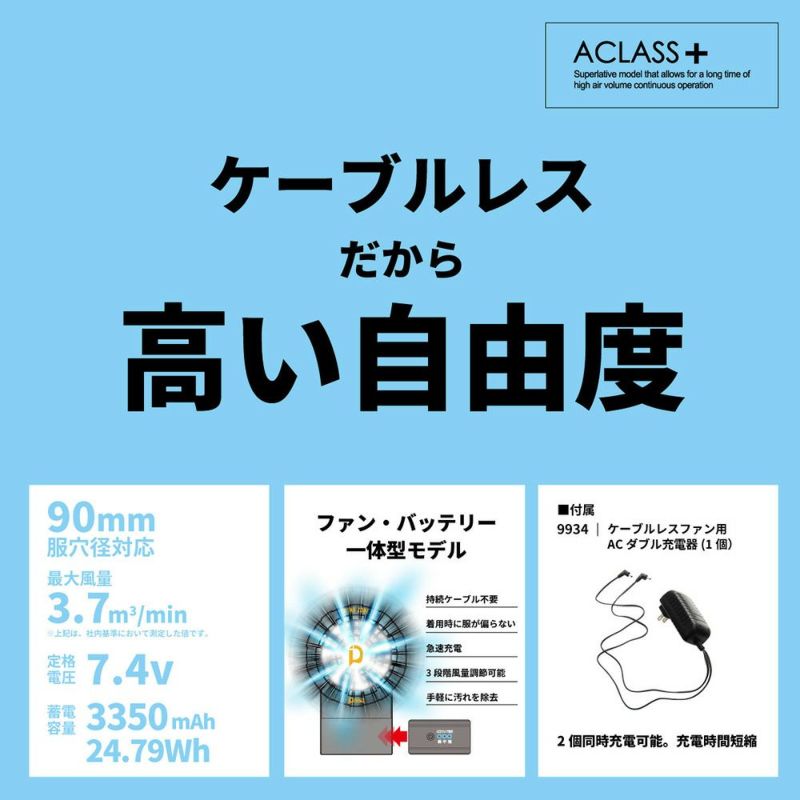 ケーブルレスファンバッテリーセット(2個組) 9937 中国産業 | 作業着netBR